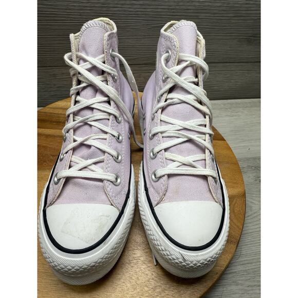 CONVERSE CHUCK TAYLOR ALL STAR HI PLATFORM SNEAKER PALE AMETHYST Size 6 - Picture 3 of 8